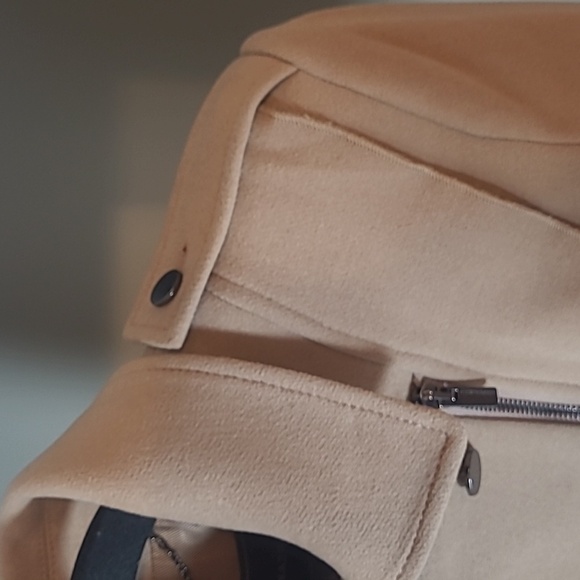 BCBGMAXAZRIA Fay Ruffled Cropped Moto Military Jacket in Sand Womens Size Small - Picture 5 of 16